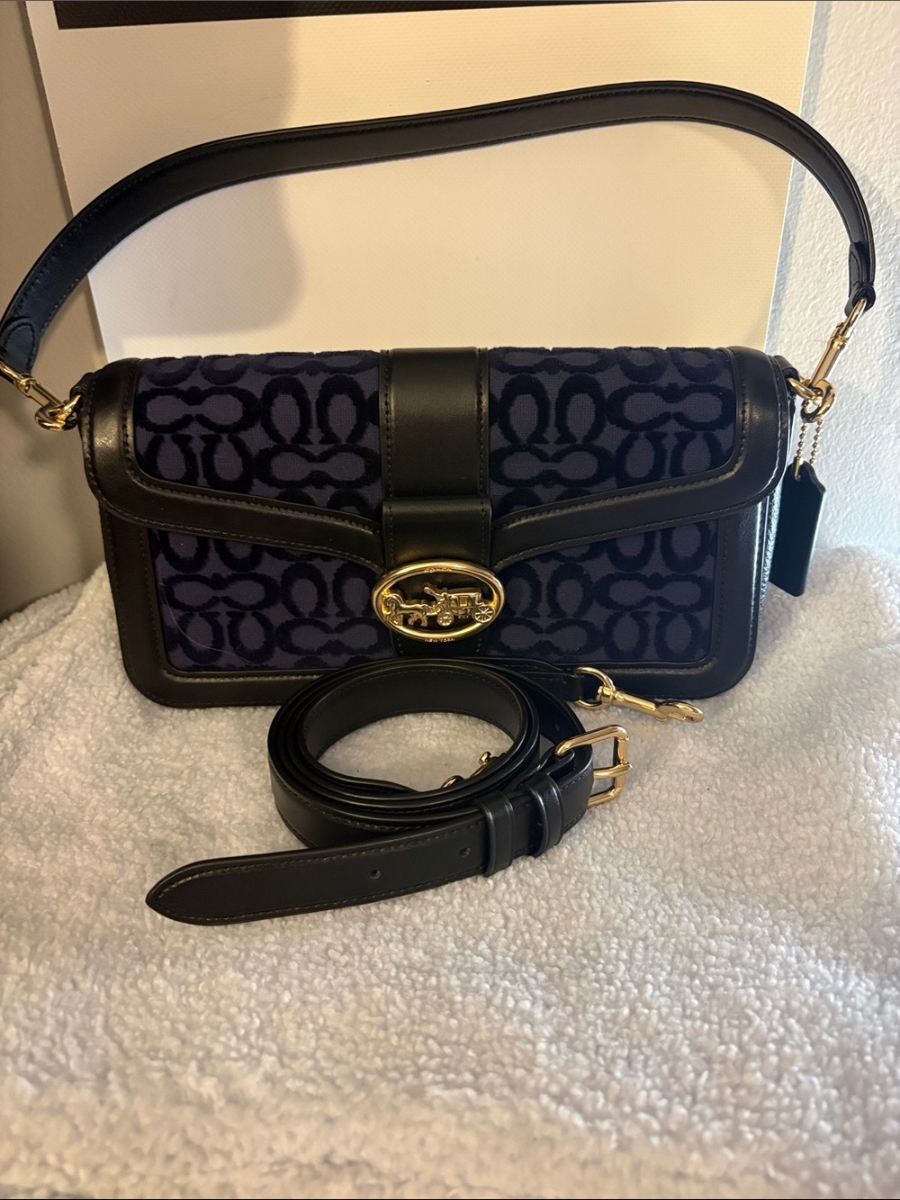 Coach Georgie  Signature Jacquard Shoulder Bag with long straps